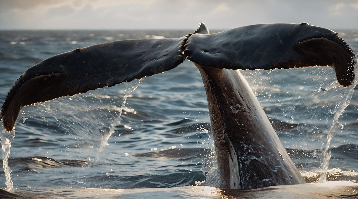 Whale Tail Rising from the Ocean