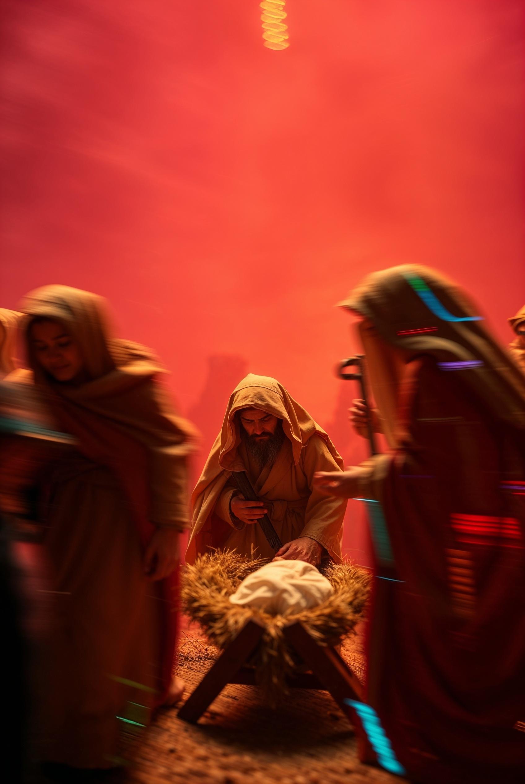 The Nativity: A Peaceful Stable with Infant Jesus