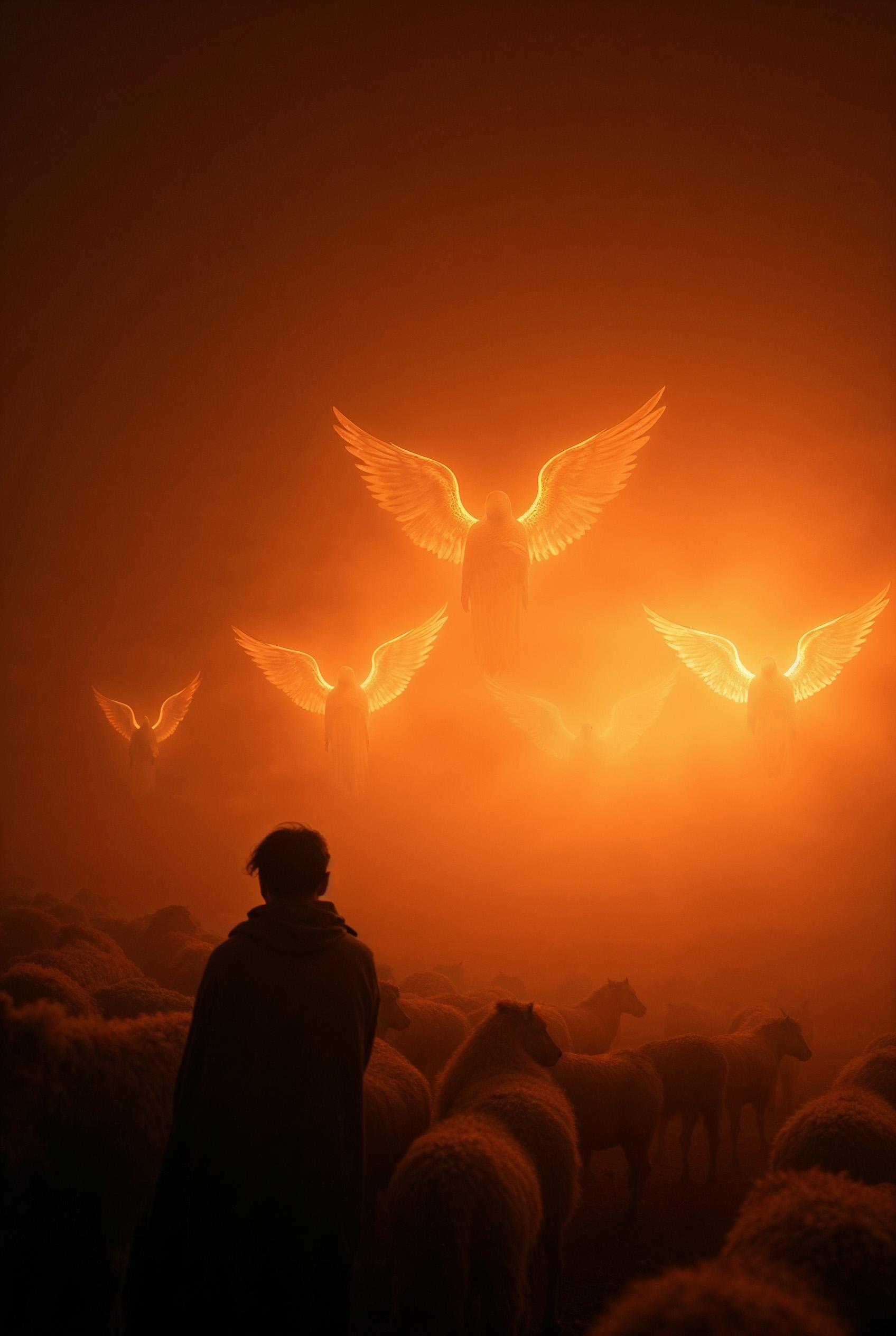 The Shepherds Gaze: Angels Shining Above